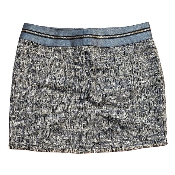 Richmond Light & Dark Blue Tweed Mini Skirt w/ Zipper Waist Band Sz 42 NWT - Picture 3 of 12